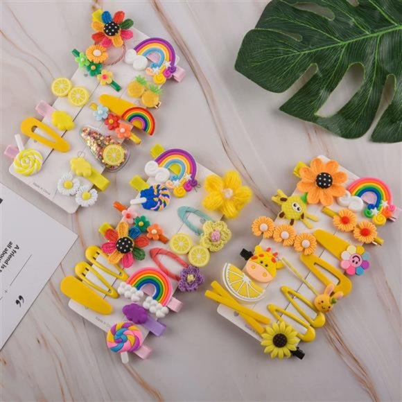 Hair Clips For Girls Cute Snap Hair Accessories Mixed Patterns Barrettes - Picture 2 of 6